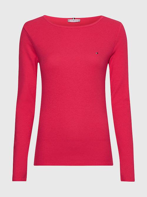 Tommy Hilfiger Boat Neck Long Sleeve Skinny Ženske Majice Roza | TH941UMI