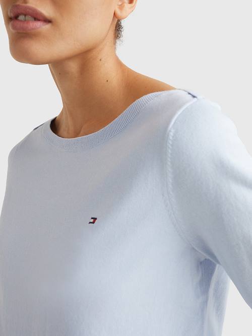 Tommy Hilfiger Boat Neck Organic Cotton Jumper Ženske Puloverji Modra | TH710GJH