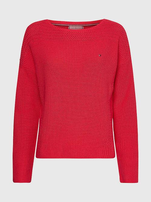 Tommy Hilfiger Boat Neck Relaxed Fit Jumper Ženske Puloverji Roza | TH059ZLB