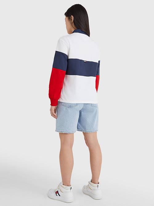 Tommy Hilfiger Boxy Cropped Long Sleeve Ženske Polo Majica Modra | TH924ZEK