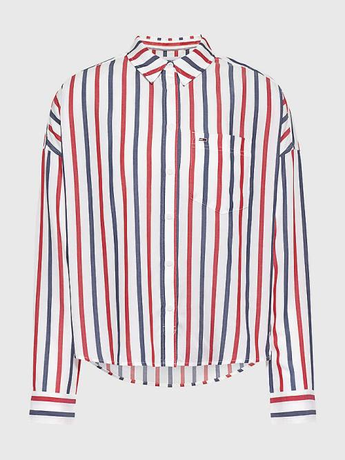 Tommy Hilfiger Boxy Stripe Ženske Srajce Bela | TH746PKR