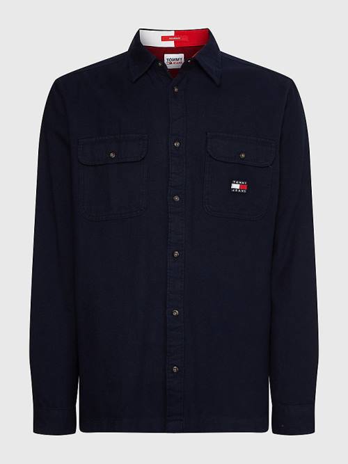 Tommy Hilfiger Brushed Organic Cotton Overshirt Moški Srajce Modra | TH378KCS