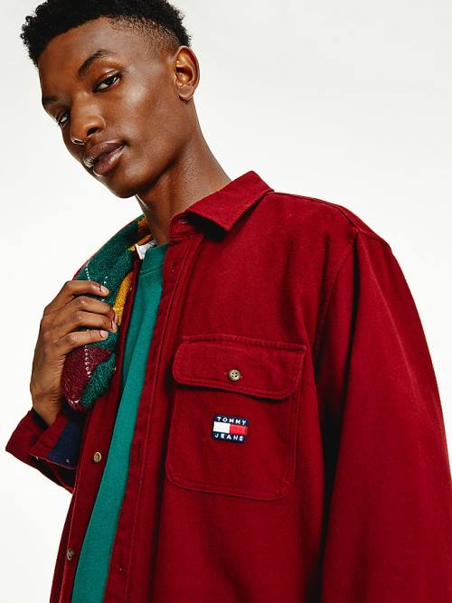 Tommy Hilfiger Brushed Organic Cotton Overshirt Moški Srajce Rdeča | TH568JBR