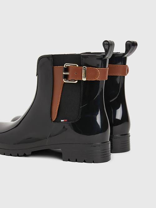 Tommy Hilfiger Buckled Ankle Wellies Ženske Škornji Črna | TH973GCZ