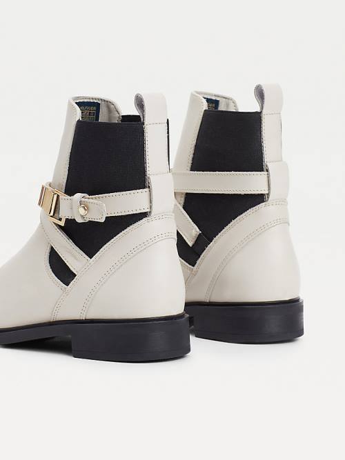 Tommy Hilfiger Buckled Leather Ankle Ženske Škornji Bež | TH721YKJ