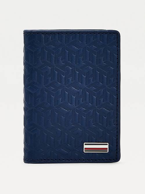 Tommy Hilfiger Business Monogram Bifold Card Holder Moški Denarnice Modra | TH407PDN