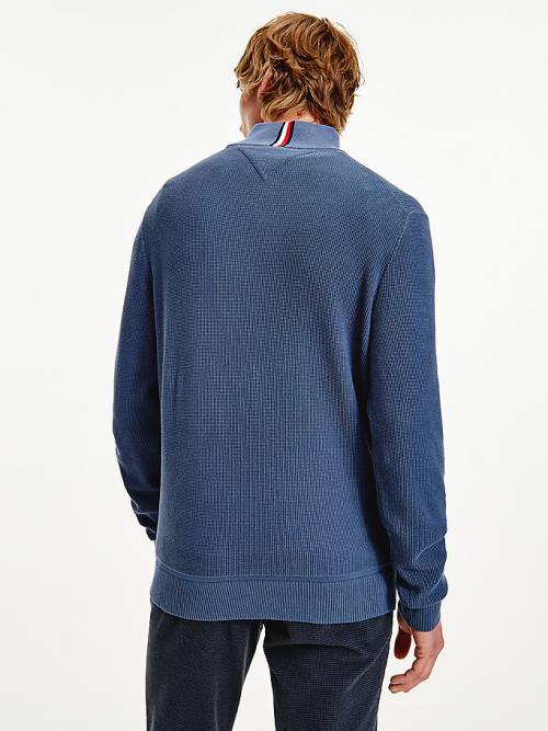 Tommy Hilfiger Button Mock Turtleneck Jumper Moški Puloverji Modra | TH105UKY