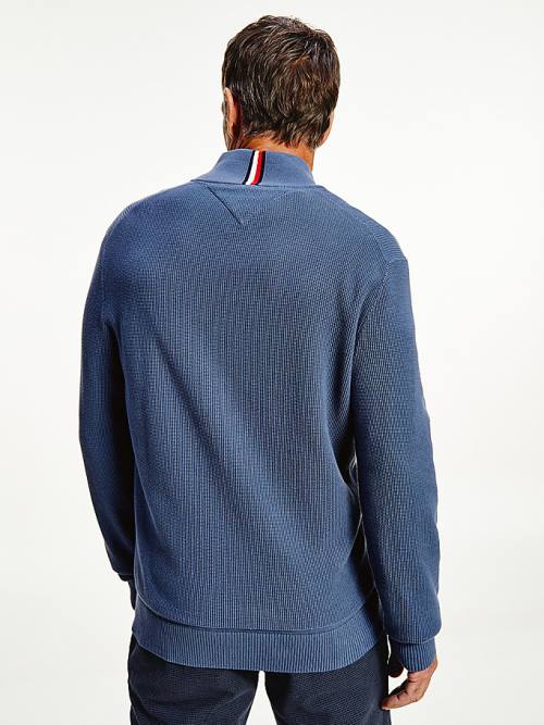 Tommy Hilfiger Button Mock Turtleneck Jumper Moški Puloverji Modra | TH105UKY