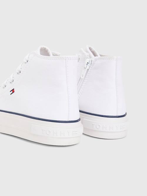 Tommy Hilfiger Canvas Chunky High-Top Dekleta Superge Bela | TH605JFU