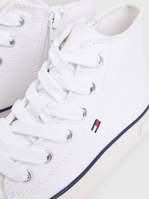 Tommy Hilfiger Canvas Chunky High-Top Dekleta Superge Bela | TH605JFU