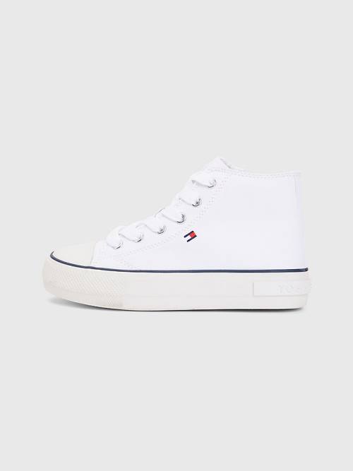 Tommy Hilfiger Canvas Chunky High-Top Dekleta Superge Bela | TH605JFU