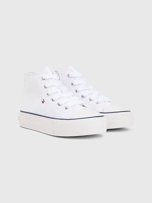 Tommy Hilfiger Canvas Chunky High-Top Dekleta Superge Bela | TH605JFU