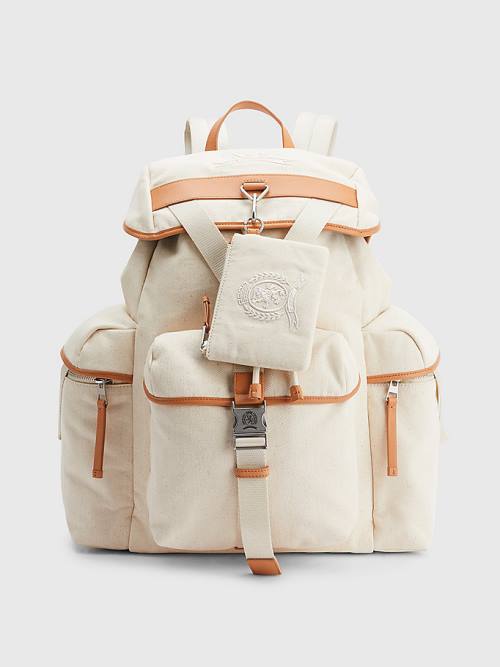 Tommy Hilfiger Canvas Crest Explorer Backpack Moški Torbice Bež | TH739COR