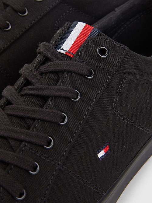 Tommy Hilfiger Canvas Lace Up Moški Superge Črna | TH127UOE