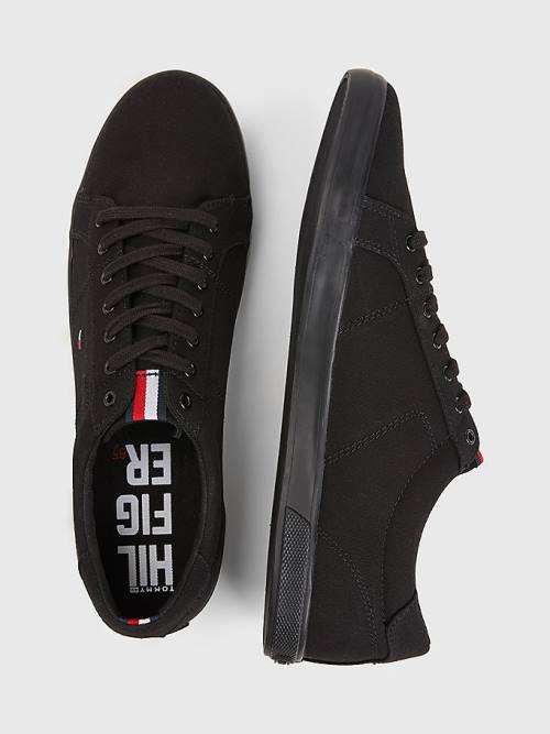 Tommy Hilfiger Canvas Lace Up Moški Superge Črna | TH127UOE