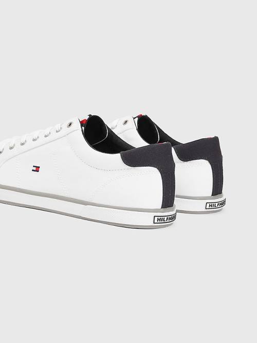 Tommy Hilfiger Canvas Lace Up Moški Superge Bela | TH142YJI