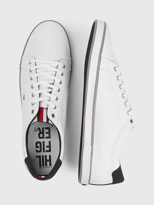 Tommy Hilfiger Canvas Lace Up Moški Superge Bela | TH142YJI