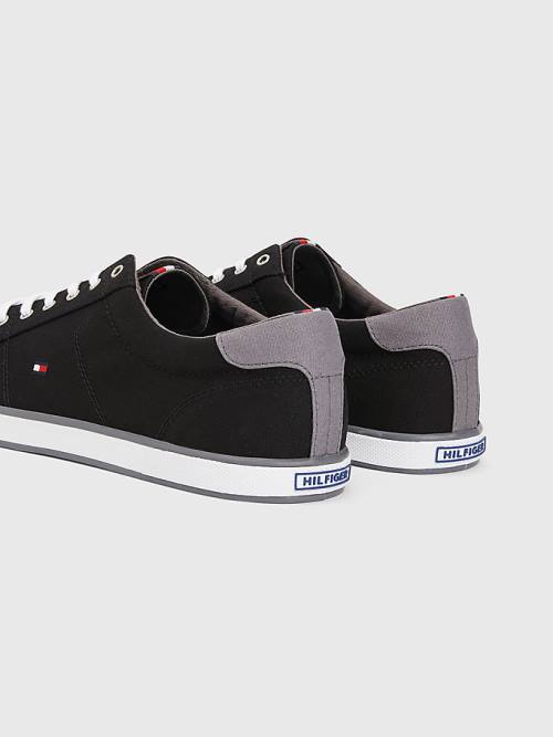 Tommy Hilfiger Canvas Lace Up Moški Superge Črna | TH653ZLB