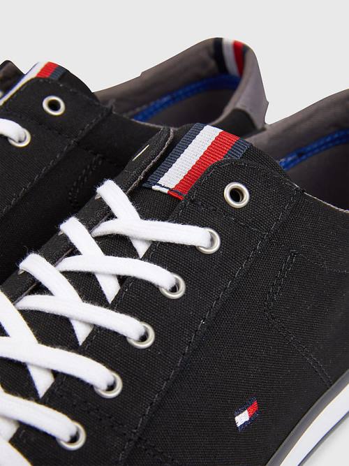 Tommy Hilfiger Canvas Lace Up Moški Superge Črna | TH653ZLB