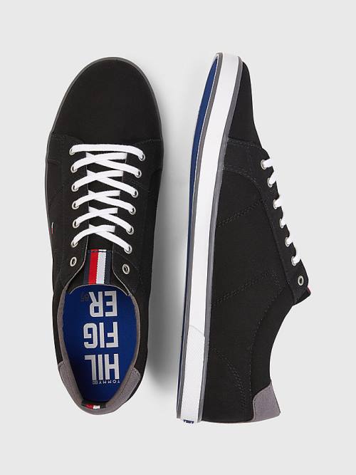 Tommy Hilfiger Canvas Lace Up Moški Superge Črna | TH653ZLB