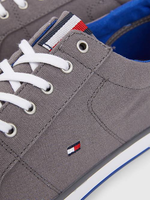 Tommy Hilfiger Canvas Lace Up Moški Superge Siva | TH873AYQ