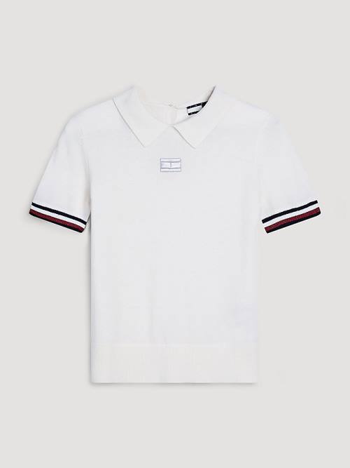 Tommy Hilfiger Cashmere Blend Slim Fit Ženske Polo Majica Bela | TH863QJH