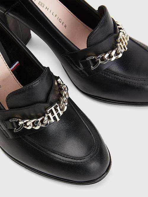 Tommy Hilfiger Chain High Loafers Ženske Visoke Pete Črna | TH396HNK