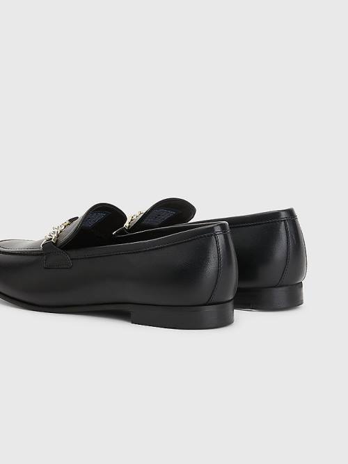 Tommy Hilfiger Chain Leather Ženske Loafers Črna | TH185AMG