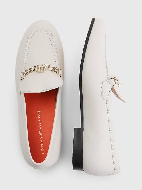 Tommy Hilfiger Chain Leather Ženske Loafers Bež | TH417CFB