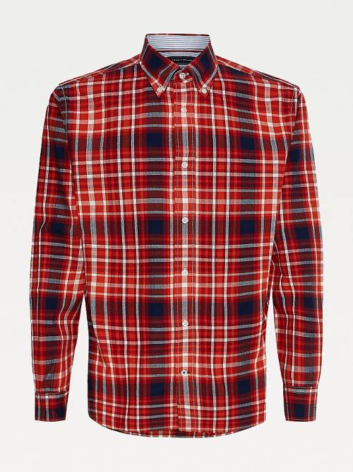 Tommy Hilfiger Check Cotton Flannel Regular Fit Moški Srajce Oranžna | TH462JBH