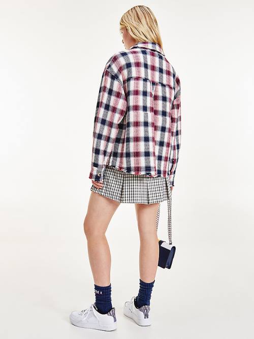 Tommy Hilfiger Check Waffle Pocket Overshirt Ženske Srajce Rdeča | TH267RTE