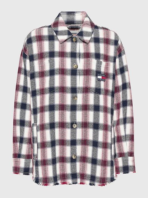 Tommy Hilfiger Check Waffle Pocket Overshirt Ženske Srajce Rdeča | TH267RTE