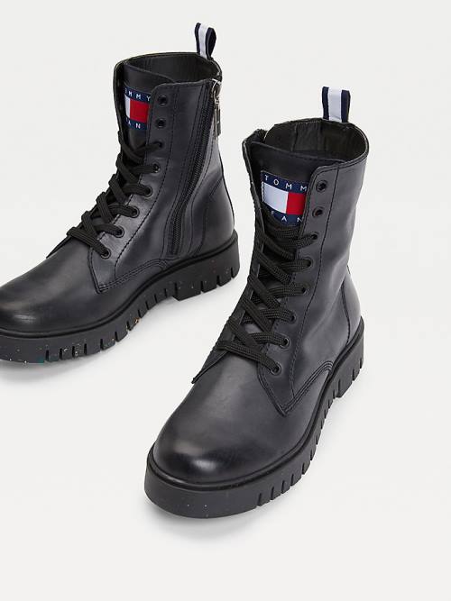 Tommy Hilfiger Chunky Cleat Lace-Up Ženske Škornji Črna | TH163CYG