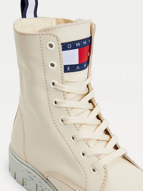 Tommy Hilfiger Chunky Cleat Lace-Up Ženske Škornji Bela | TH213IYR