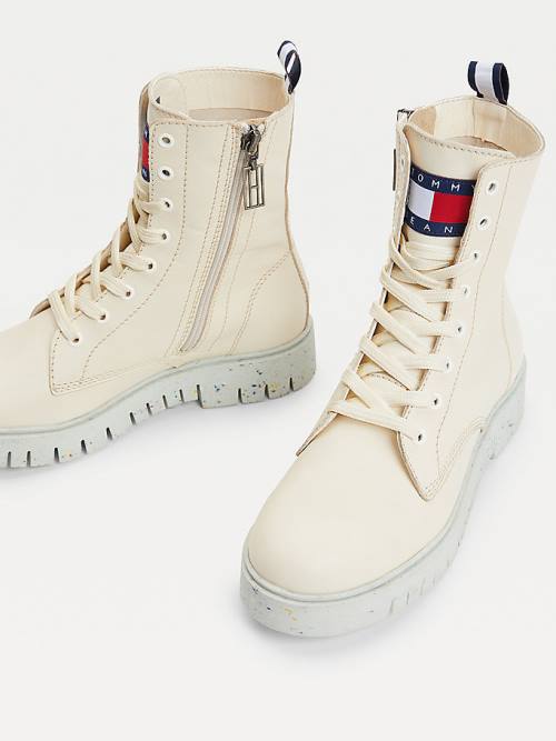 Tommy Hilfiger Chunky Cleat Lace-Up Ženske Škornji Bela | TH213IYR