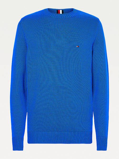 Tommy Hilfiger Chunky Knit Crew Neck Jumper Moški Puloverji Modra | TH092UXG