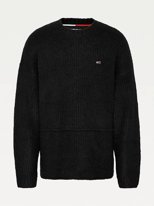 Tommy Hilfiger Chunky Knit Jumper Moški Puloverji Črna | TH683NTY