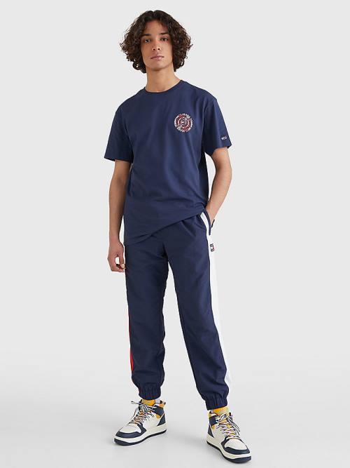 Tommy Hilfiger Circular Back Logo Moški Majice Modra | TH325FJB