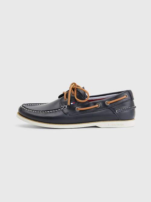 Tommy Hilfiger Classic Leather Boat Moški Casual Čevlji Modra | TH781OEA