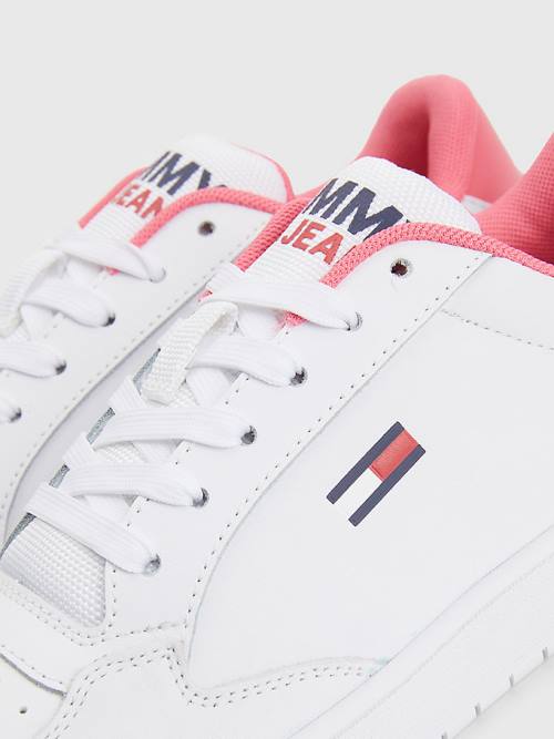 Tommy Hilfiger Classic Leather Cupsole Ženske Superge Bela | TH689ISA