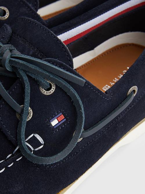 Tommy Hilfiger Classic Suede Boat Moški Casual Čevlji Modra | TH219WHU