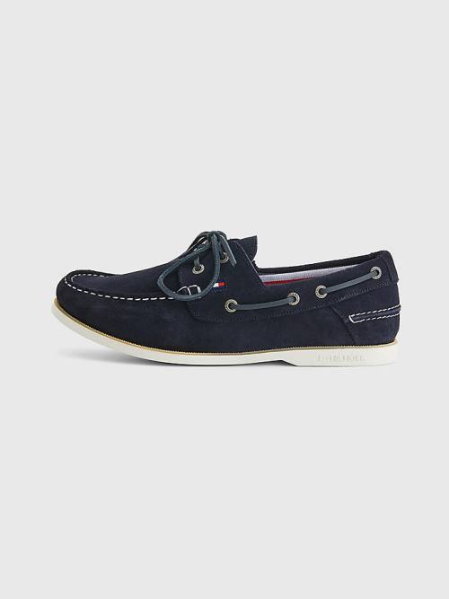 Tommy Hilfiger Classic Suede Boat Moški Casual Čevlji Modra | TH219WHU