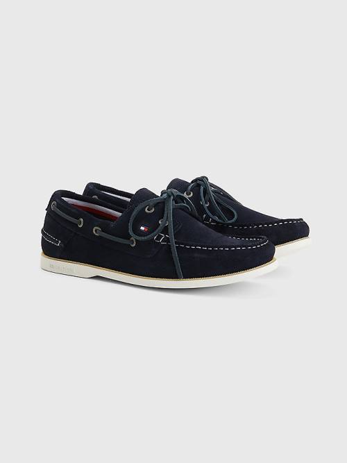 Tommy Hilfiger Classic Suede Boat Moški Casual Čevlji Modra | TH219WHU