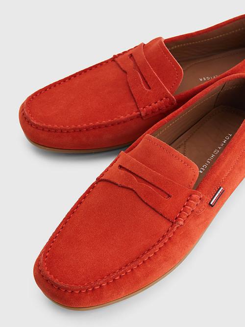 Tommy Hilfiger Classic Suede Driving Moški Casual Čevlji Rdeča | TH081STX