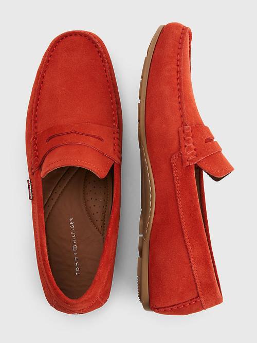 Tommy Hilfiger Classic Suede Driving Moški Casual Čevlji Rdeča | TH081STX