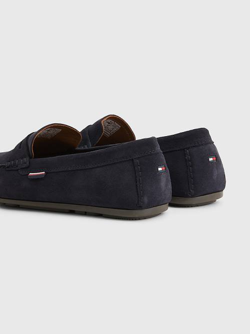 Tommy Hilfiger Classic Suede Driving Moški Casual Čevlji Modra | TH586BPC