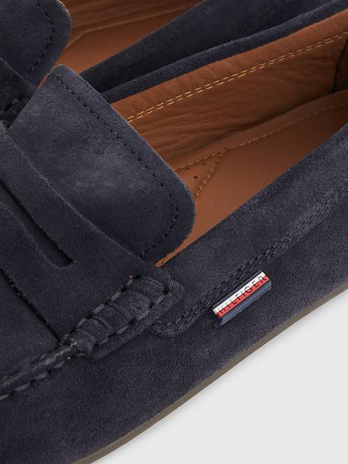 Tommy Hilfiger Classic Suede Driving Moški Casual Čevlji Modra | TH586BPC