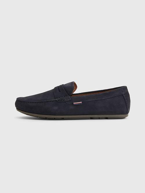 Tommy Hilfiger Classic Suede Driving Moški Casual Čevlji Modra | TH586BPC