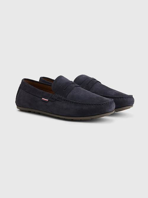 Tommy Hilfiger Classic Suede Driving Moški Casual Čevlji Modra | TH586BPC