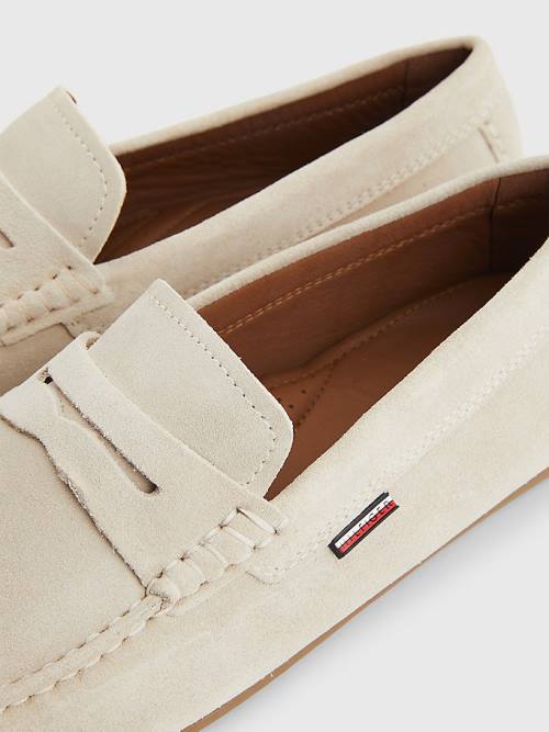 Tommy Hilfiger Classic Suede Driving Moški Casual Čevlji Bež | TH586GDX